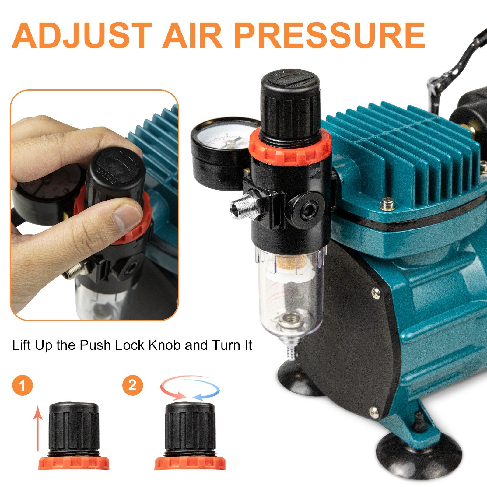 1/5HP Voilamart Air Brush Compressor Airbrush Spray Guns Stencils Hose Art  Kit