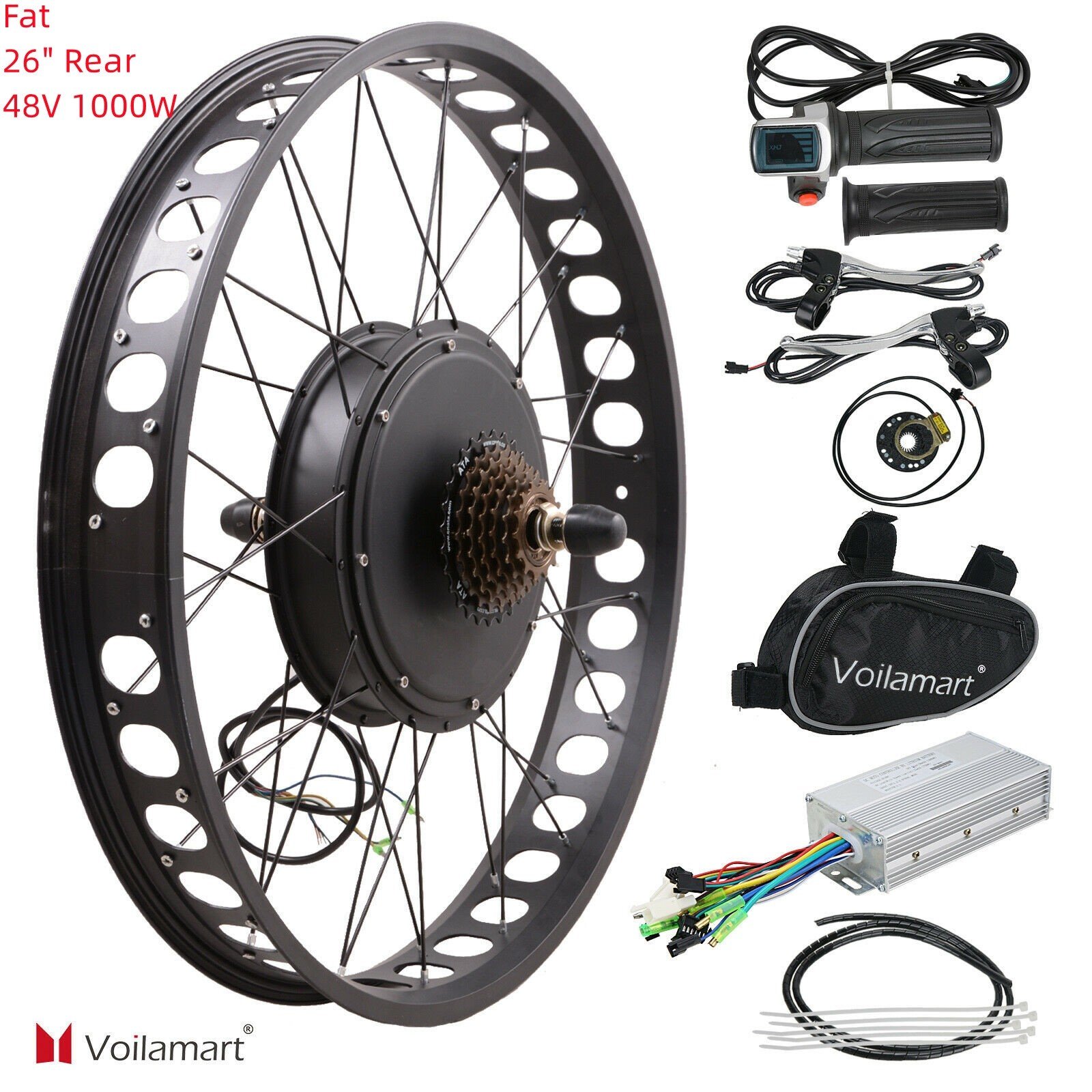 Voilamart Ebike Conversion Kit 26 Rear Wheel 48V 1000W Electric