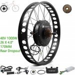 Voilamart 48V 1000W Electric Beach Cruiser Bike Conversion kit 26 x 4.0" Snow Ebike Rear Hub Motor Fat Tire Wheel