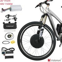 Voilamart Electric Bicycle Kit 26" Front Wheel 48V 1500W E-Bike Conversion Kit, Cycling Hub Motor with Intelligent Controller and PAS System for Road Bike(Without Battery)