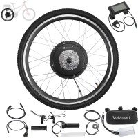 Voilamart 26IN 9Speed Waterproof Electric Bicycle Conversion Kit for 8~10S Cassette w/LCD Display 48V 1000W Ebike Rear Hub Motor Wheel E-Bike Kit w/Intelligent Controller PAS System