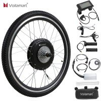 Voilamart 20IN 9Speed Waterproof Electric Bicycle Conversion Kit for 8~10S Cassette w/LCD Display 48V 1000W Ebike Rear Hub Motor Wheel E-Bike Kit w/Intelligent Controller PAS System